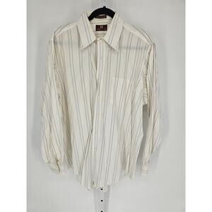 Nordstrom Men's White Striped Cotton Pin-Point Button-Up Shirt Size 16.5